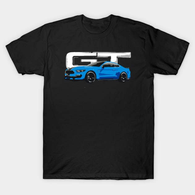 GT Mustang Grabber Blue T-Shirt by cowtown_cowboy